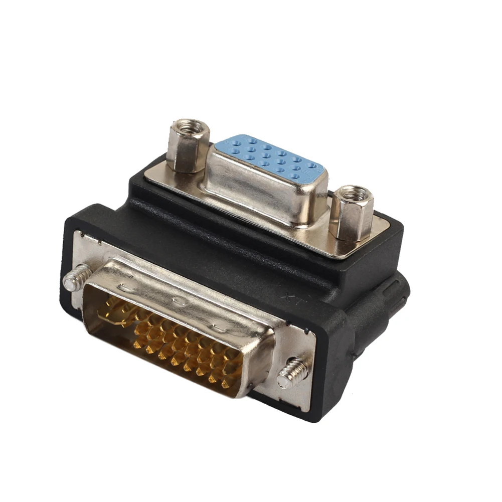 Никелированный переходник DVI-I 24 + 5 штекер-VGA 15-контактный разъем 90 градусов прямоугольный переходник 15-контактный VGA-DVI штекер
Никелированный переходник DVI-I 24 + 5 штекер-VGA 15-контактный разъем 90 градусов прямоугольный переходник 15-контактный VGA-DVI штекер