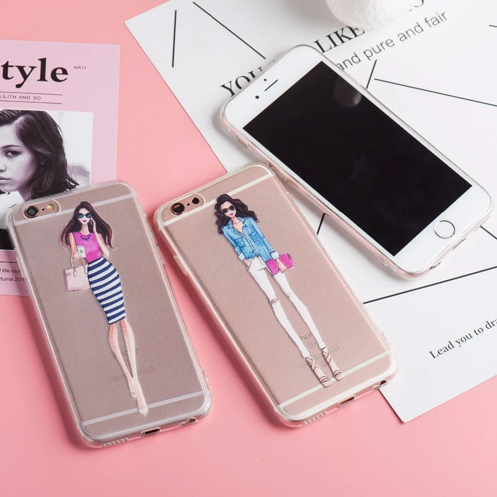 Чехлы Napeyin для iphone 6 6s Plus модное платье сексуальные девушки ТПУ прозрачный мягкий