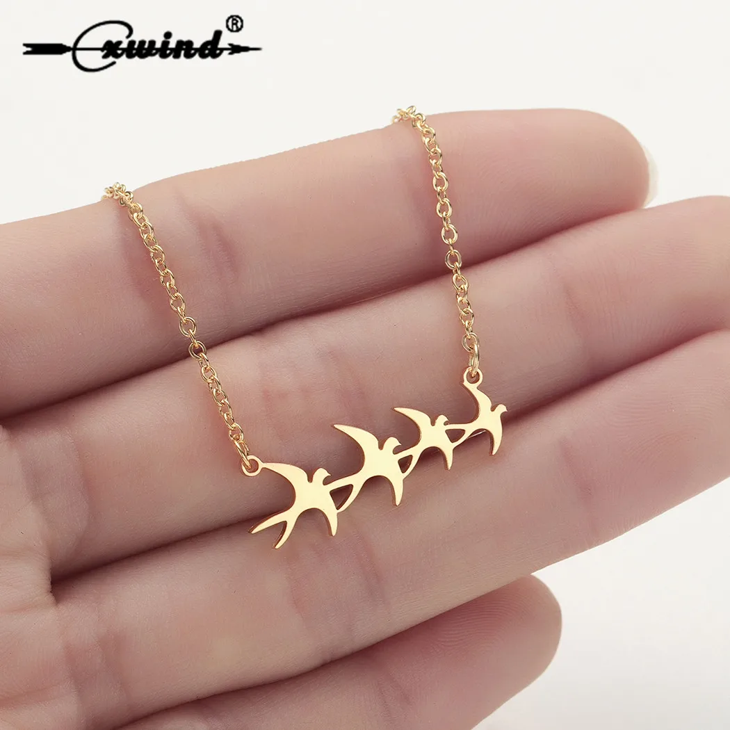 

Cxwind New Cute Bird Pendants Necklaces for Women Animal Flock of Birds Necklace Choker Swallow Necklace Jewelry Gifts collares