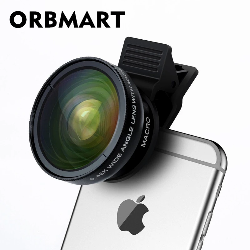 ORBMART Professional HD Camera Lens Kit Universal Clip 0.45x Super Wide Angle Lens + 12.5x Super Macro Lens Mobile Phone Lense
ORBMART Professional HD Camera Lens Kit Universal Clip 0.45x Super Wide Angle Lens + 12.5x Super Macro Lens Mobile Phone Lense