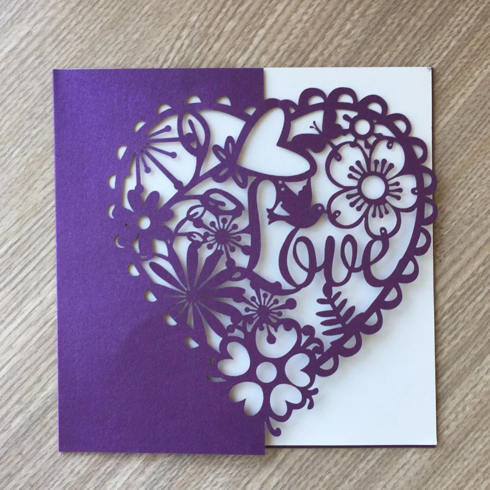Dark Purple Party Invitation Card Romantic Decorative Cards Delicate Flower Bird Carved Pattern Wedding Invitations 30pcs/lot
Dark Purple Party Invitation Card Romantic Decorative Cards Delicate Flower Bird Carved Pattern Wedding Invitations 30pcs/lot