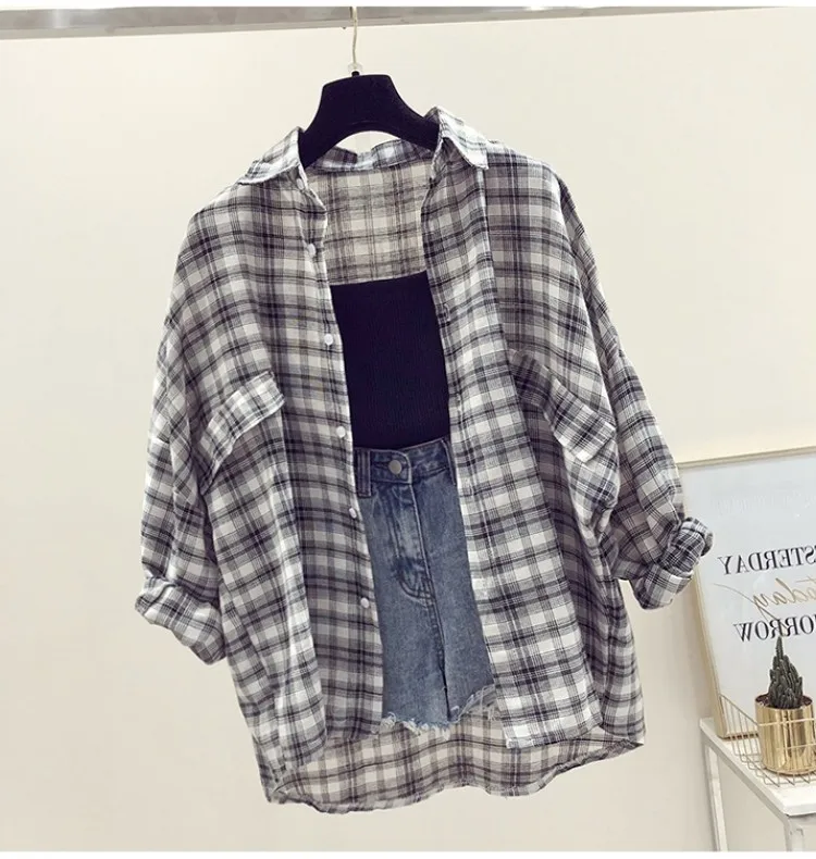 Plaid shirt women's spring and autumn 2019 new Korean version of the loose long sleeve DW25
Plaid shirt women's spring and autumn 2019 new Korean version of the loose long sleeve DW25