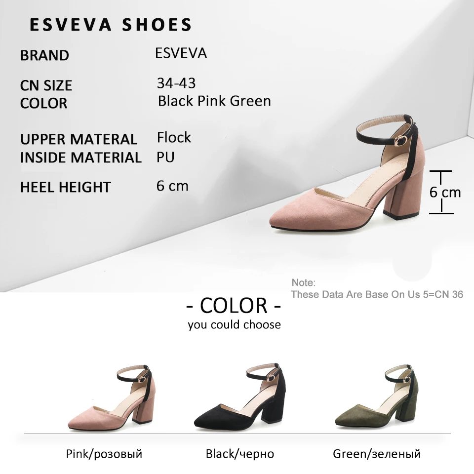 ESVEVA 2018 Women Pumps Buckle Strap Flock Square High Heels Pointed Toe Mixed Color Two-piece Pumps Women Shoes Size 34-43
ESVEVA 2018 Women Pumps Buckle Strap Flock Square High Heels Pointed Toe Mixed Color Two-piece Pumps Women Shoes Size 34-43