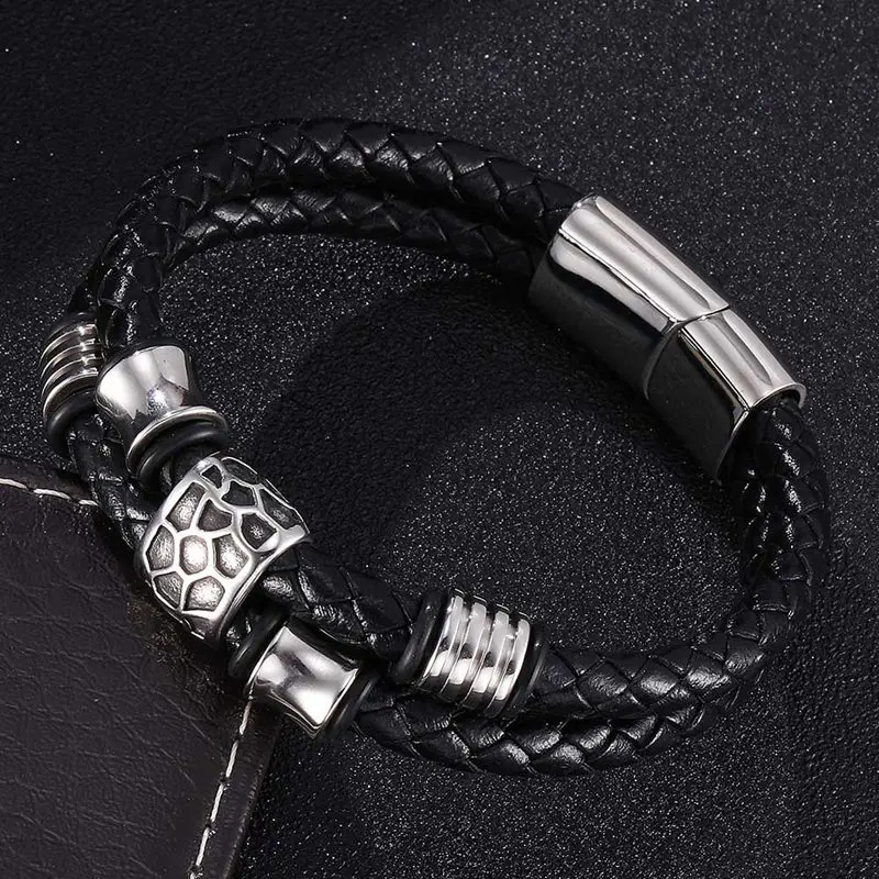 Fashion Bracelet Men Black Genuine Leather Bracelets With Stainless Steel Magnetic Buckle Wristband Men's Accessories BB0332
Fashion Bracelet Men Black Genuine Leather Bracelets With Stainless Steel Magnetic Buckle Wristband Men's Accessories BB0332