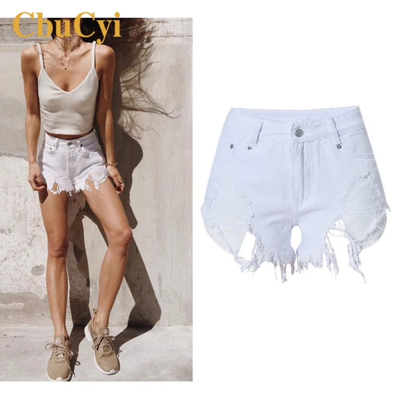 

Summer Women High Waist Shorts Slim Large Size Holes Draped Denim Short Jeans Women Casual Ripped Sexy Cotton Jean Shorts Ripped