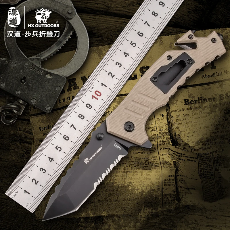 HX OUTDOORS High Hardness Folding Blade Tactical Knife 9Cr18Mov Blade G10 Handle Outdoor Camping Knives Defense EDC Knife Tools
HX OUTDOORS High Hardness Folding Blade Tactical Knife 9Cr18Mov Blade G10 Handle Outdoor Camping Knives Defense EDC Knife Tools