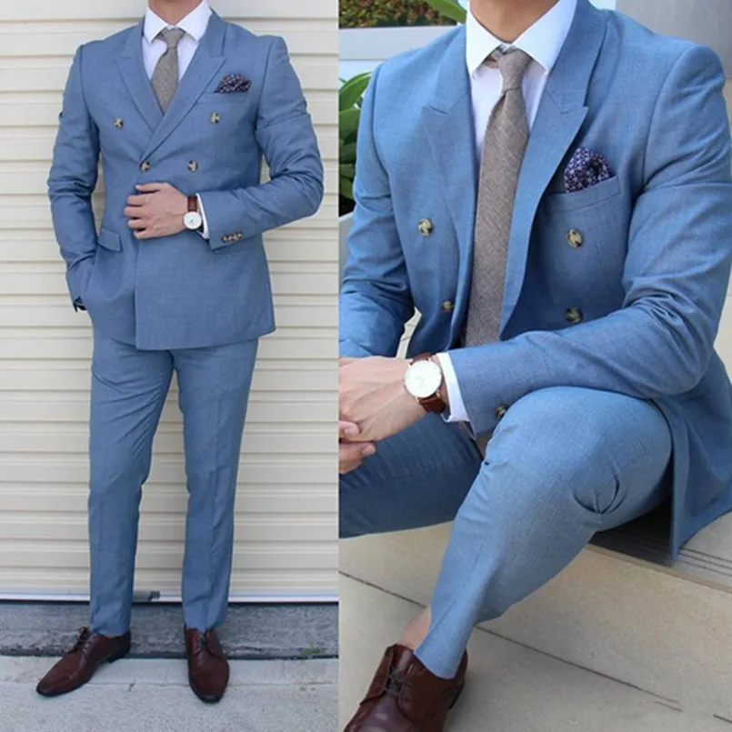 Cool Blue Men Suits Wedding Tuxedos Custom Made Groom Tuxedo Bridal Suits High Quality Groomsmen Suits (Jacket+Pants)
Cool Blue Men Suits Wedding Tuxedos Custom Made Groom Tuxedo Bridal Suits High Quality Groomsmen Suits (Jacket+Pants)