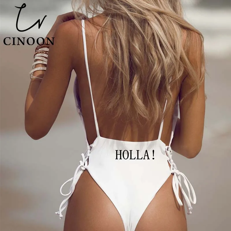 Купальник CINOON Sexy Swimsuit Women High Cut One Piece Backless Monokini Halter Cross Bathing Suits Swim Suit Wear Female Beachw