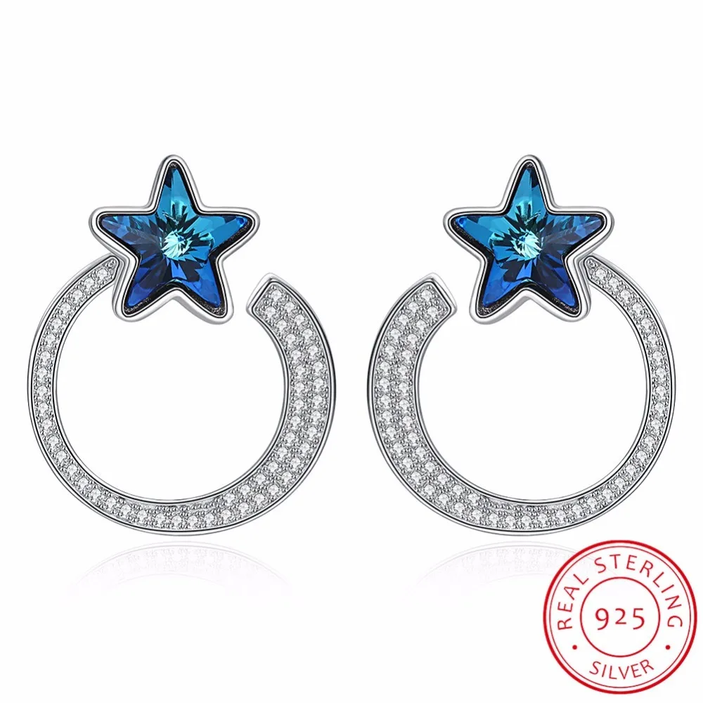 LEKANI Trendy Circle Star Stud Earrings For Women Fine Jewelry Crystals Real 925 Silver Hanging Piercing
LEKANI Trendy Circle Star Stud Earrings For Women Fine Jewelry Crystals Real 925 Silver Hanging Piercing