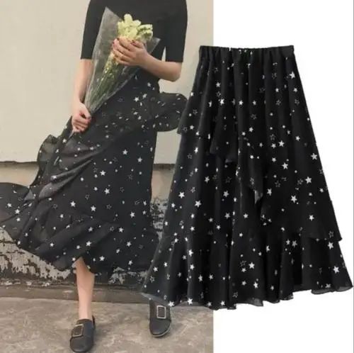 Customize Woman Spring Summer New Star Print Asymmetrical Skirt Ladies Loose High Waist Ruffles Skirts
Customize Woman Spring Summer New Star Print Asymmetrical Skirt Ladies Loose High Waist Ruffles Skirts