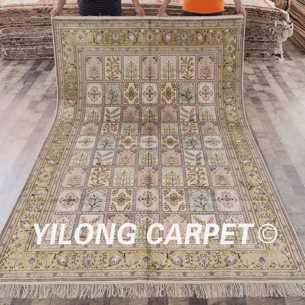 YILONG 6'x9' kashmiri handmade silk carpet vantage light green exquisite four seasons turkish rug (YHW039B6x9)
YILONG 6'x9' kashmiri handmade silk carpet vantage light green exquisite four seasons turkish rug (YHW039B6x9)