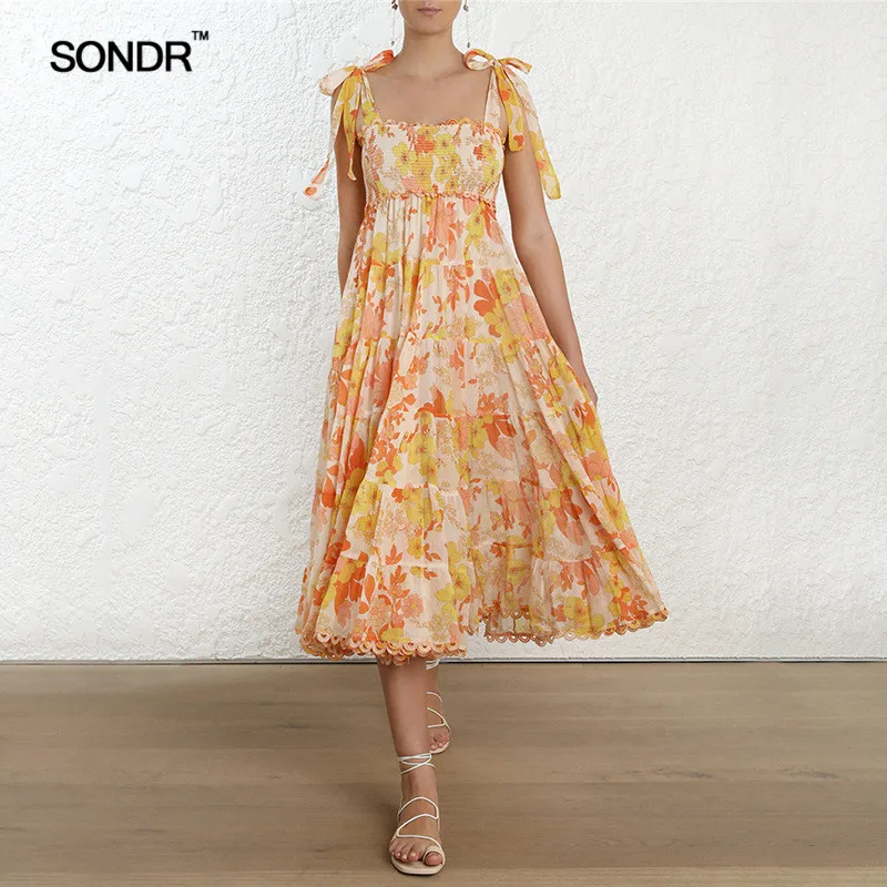 SONDR Casual Print Women Dress Strap Off Shoulder Sleeveless Bandage High Waist Midi Dresses Female Summer 2019 Fashion
SONDR Casual Print Women Dress Strap Off Shoulder Sleeveless Bandage High Waist Midi Dresses Female Summer 2019 Fashion