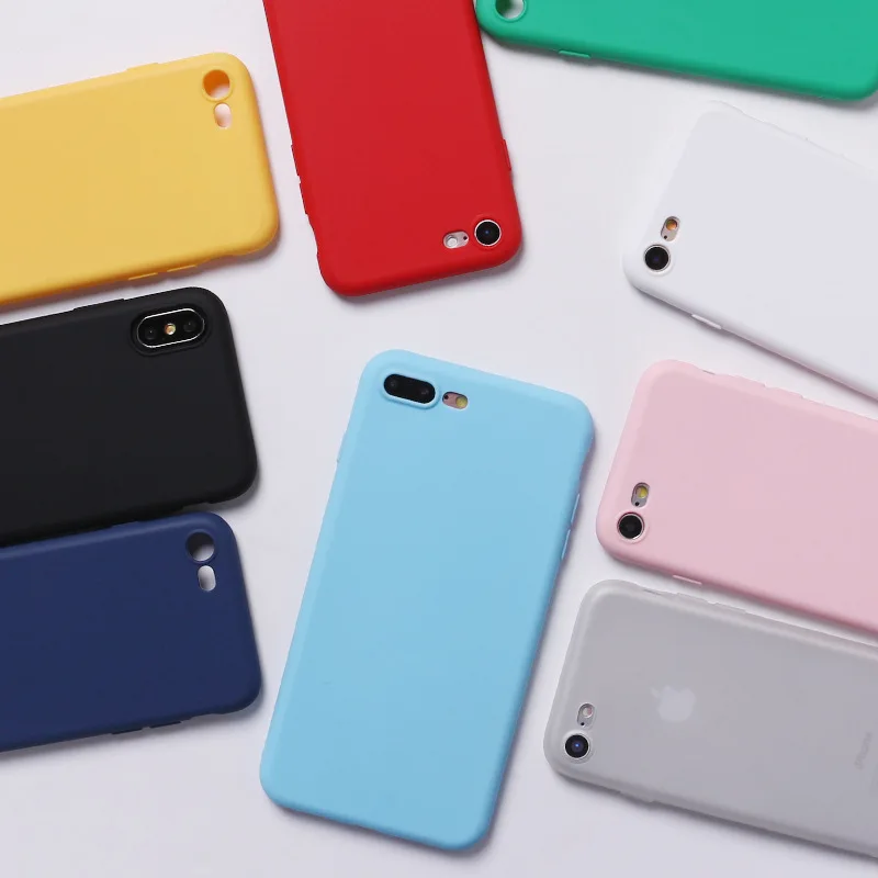 Простой матовый Силиконовый чехол для iPhone 7 6 6s 8 Plus Одноцветный мягкий из ТПУ X XR XS