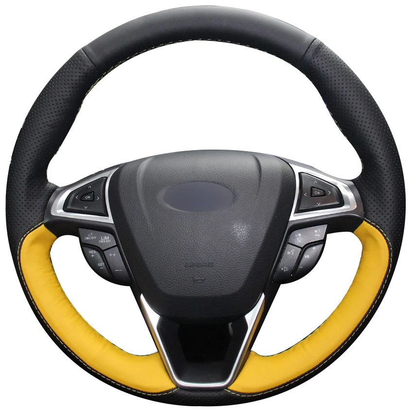Black Natural Leather Yellow Natural Leather Car Steering Wheel Cover for Ford Fusion Mondeo 2013 2014 EDGE 2015 2016
Black Natural Leather Yellow Natural Leather Car Steering Wheel Cover for Ford Fusion Mondeo 2013 2014 EDGE 2015 2016