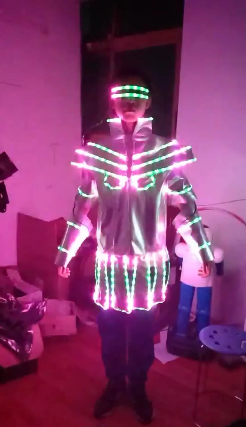 Ballroom dance led costumes colorful light dj jacket led party disco luminous suit glowing clothe dress stage
Ballroom dance led costumes colorful light dj jacket led party disco luminous suit glowing clothe dress stage