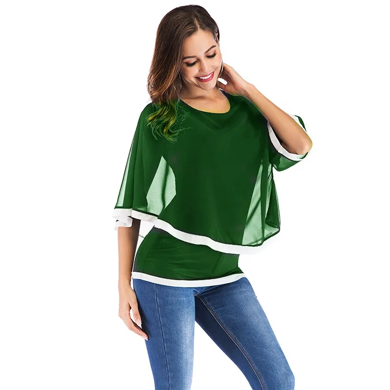 New Summer Style Women Shirts Plus Size Loose O-Neck Batwing Sleeve Patchwork Irregular Hem Chiffon Shirt For Women Larger Top
New Summer Style Women Shirts Plus Size Loose O-Neck Batwing Sleeve Patchwork Irregular Hem Chiffon Shirt For Women Larger Top
