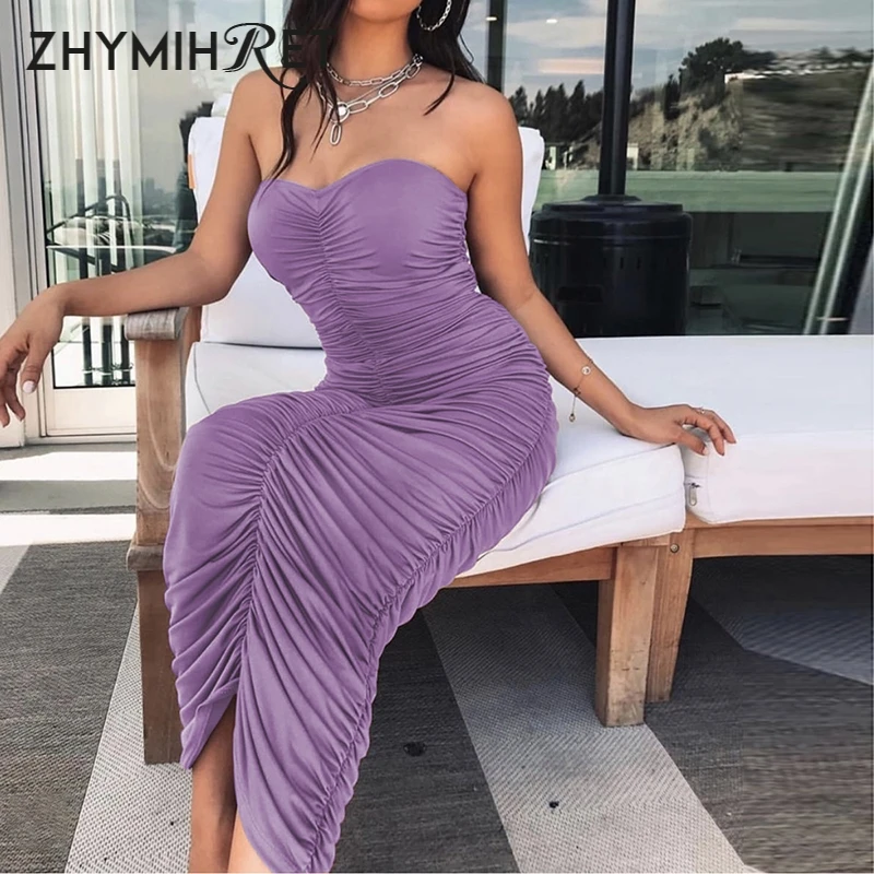 ZHYMIHRET Purple Strapless Ruched Dress Women Elegant Midi Dress Neon Sexy Bodycon Party Vestidos Tube Summer Dresses Sundresses
ZHYMIHRET Purple Strapless Ruched Dress Women Elegant Midi Dress Neon Sexy Bodycon Party Vestidos Tube Summer Dresses Sundresses