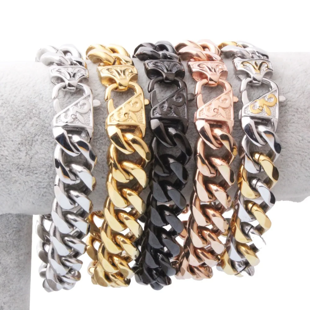 13/15mm 316L Stainless Steel Men's Bracelet Gold Silver Color Round Curb Cuban Chain Gift Jewelry For Men
13/15mm 316L Stainless Steel Men's Bracelet Gold Silver Color Round Curb Cuban Chain Gift Jewelry For Men