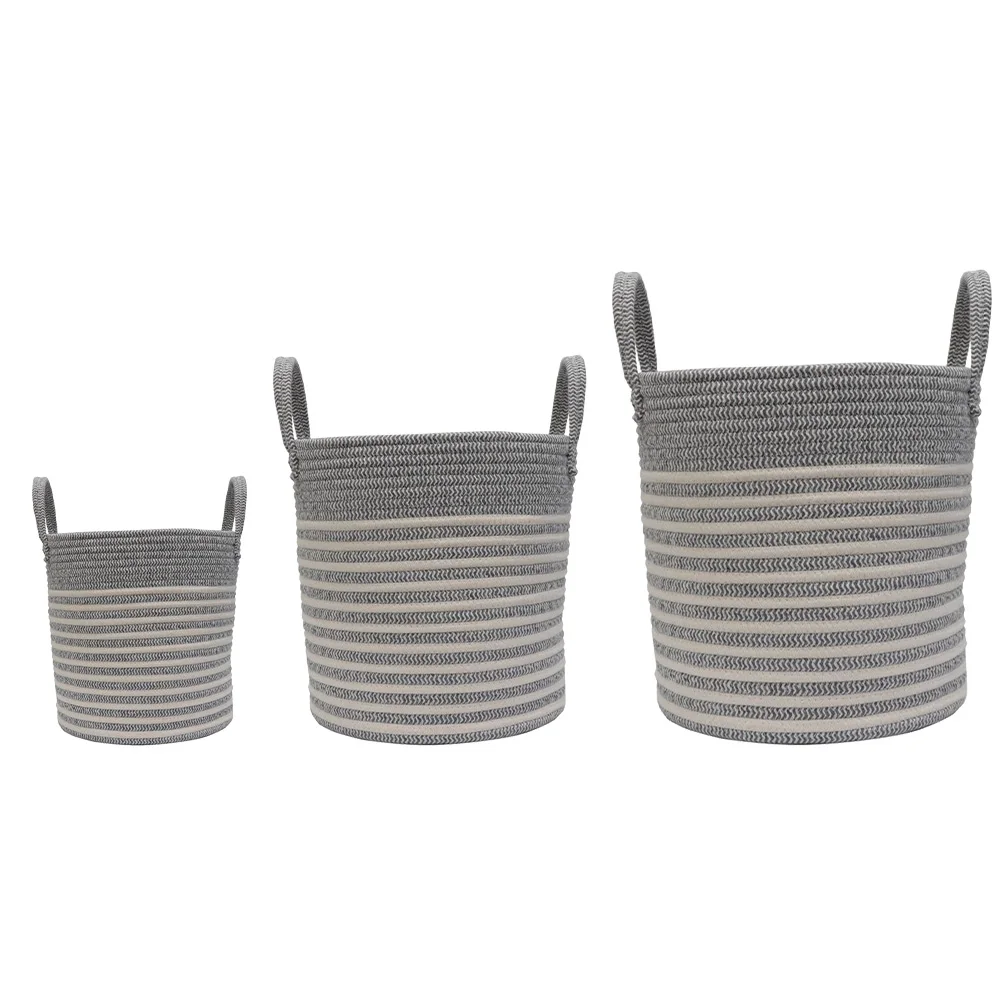 New Cotton Rope Storage Baskets Handmade Woven Dirty Clothes Laundry Basket Large Kids Toy Sundries Organizer Hamper With Handle
New Cotton Rope Storage Baskets Handmade Woven Dirty Clothes Laundry Basket Large Kids Toy Sundries Organizer Hamper With Handle