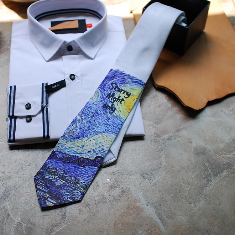 

Модный галстук серии Ван Гога звезда наряд Повседневный подарок для жениха Свадебная вечеринка модный галстук