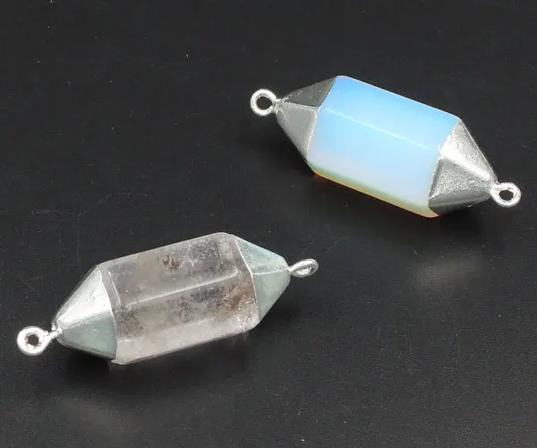 Clear Quartz / Opal Hexagon Column Double Points Connectors Silver Plated Approx 15*40 mm
Clear Quartz / Opal Hexagon Column Double Points Connectors Silver Plated Approx 15*40 mm