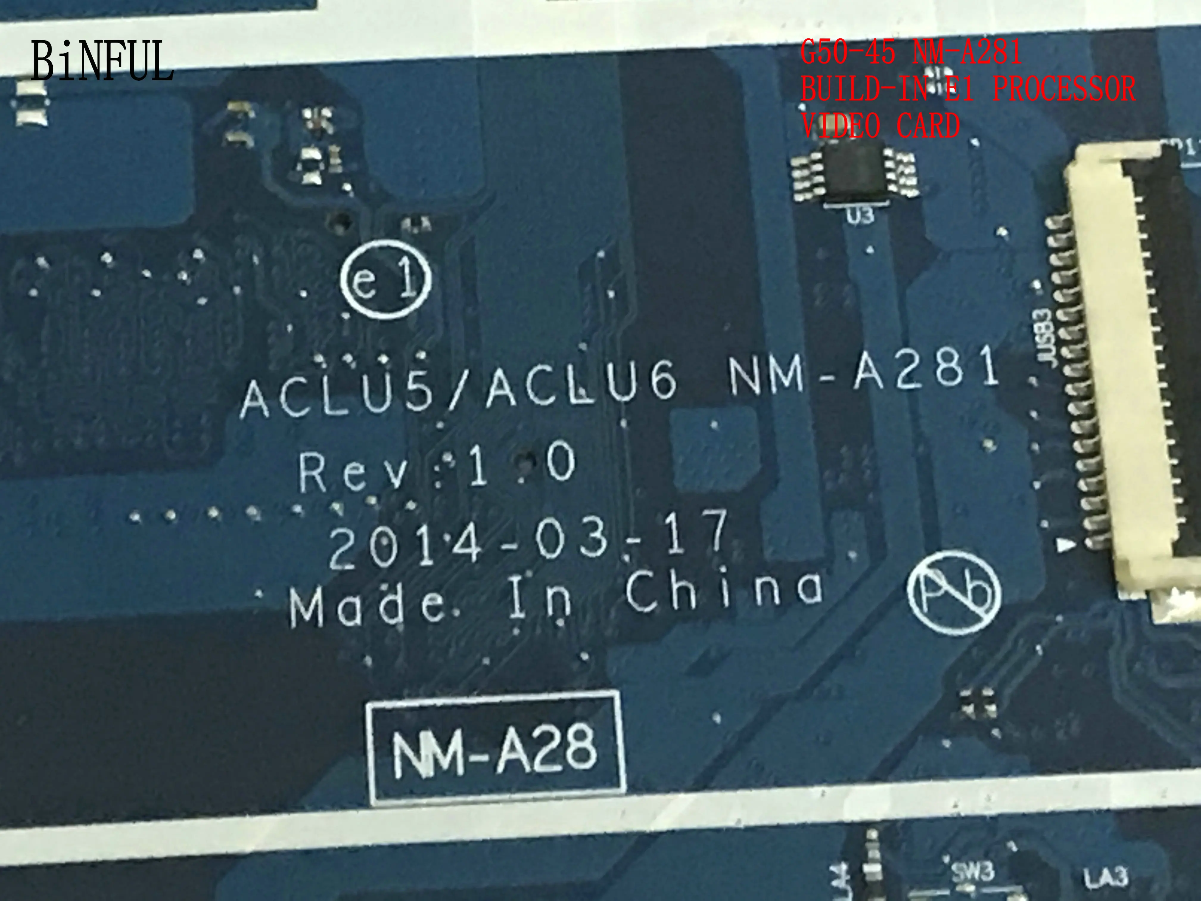 Совершенно новый ACLU5 / ACLU6 NM A281 для материнской платы LENOVO G50 45 встроенный процессор