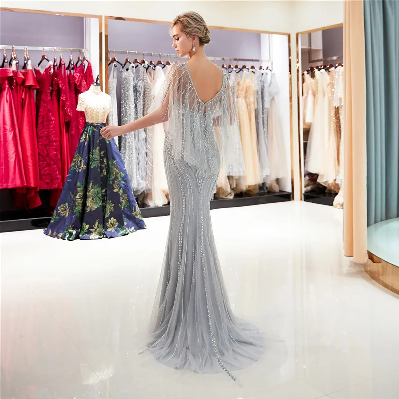 Women elegant long prom dresses tulle prom dress with cape fully crystals silver gold two colors formal evening party dress
Women elegant long prom dresses tulle prom dress with cape fully crystals silver gold two colors formal evening party dress