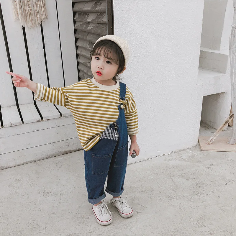 2019 г. однотонная джинсовая одежда в Корейском стиле на весну для милых девочек