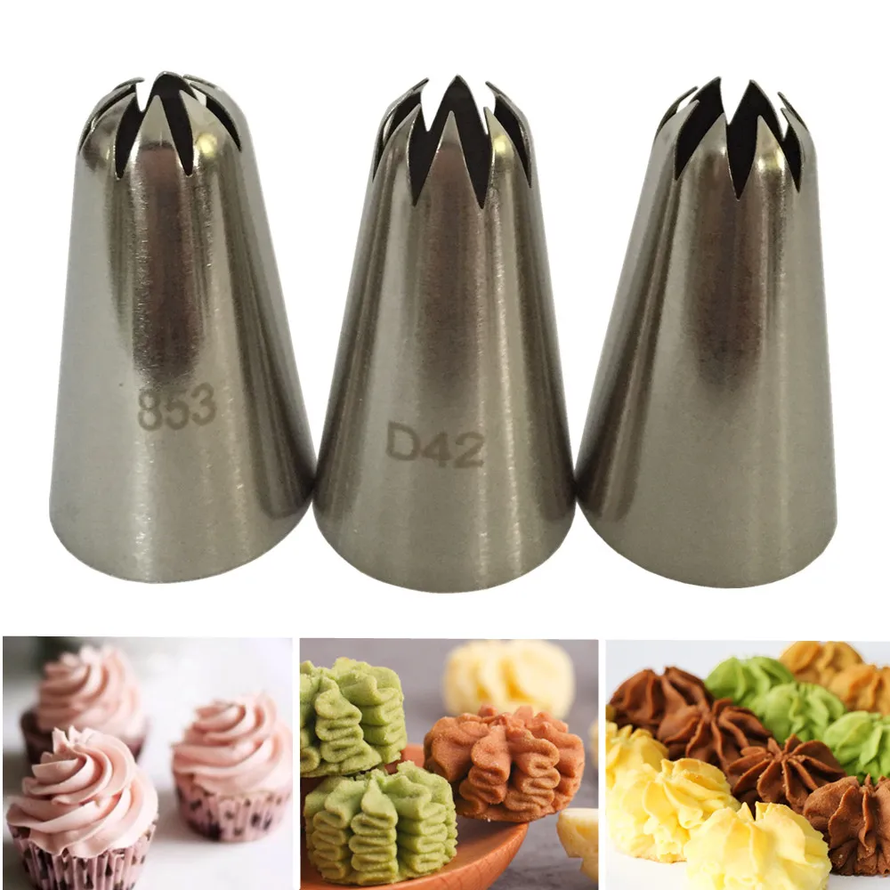 

3 pcs stainless steel icing piping nozzle set cake baking pastr tip sets cream cookie cupcake decoration pastry tools Bakeware