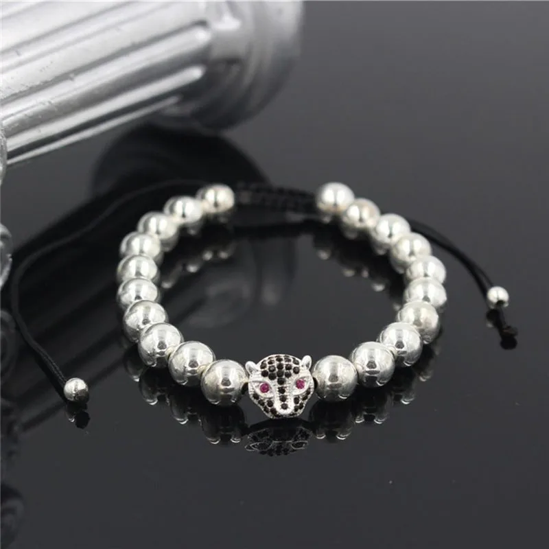 NADEEM Fashion Black Full Crystal Leopard Head Charm Onyx Stone Bead Braiding Knitted Macrame Bracelet For Men Hombre Jewelry
NADEEM Fashion Black Full Crystal Leopard Head Charm Onyx Stone Bead Braiding Knitted Macrame Bracelet For Men Hombre Jewelry