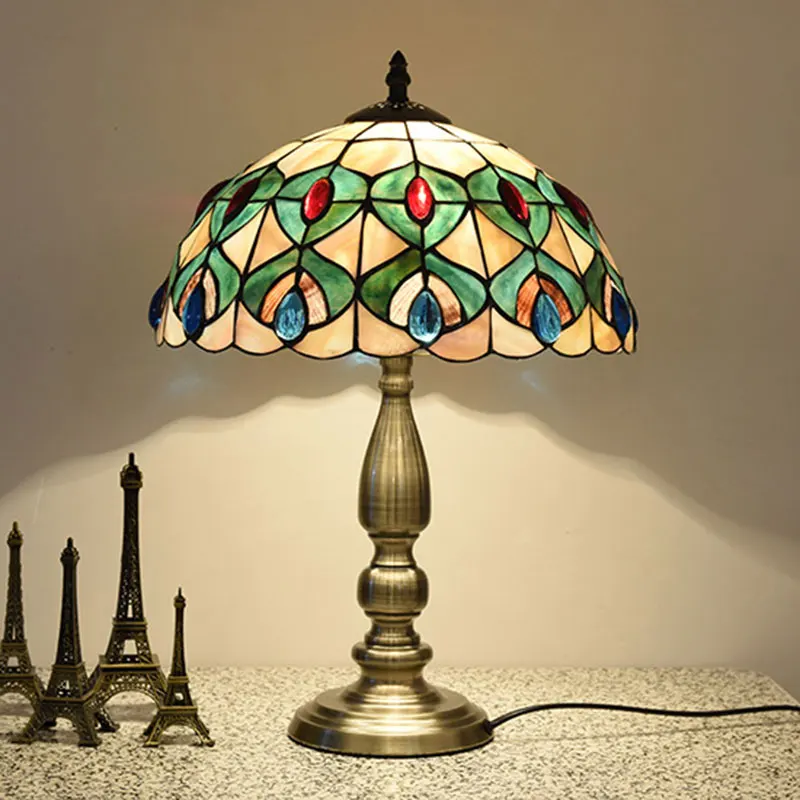 12 Inch Baroque desk lamp stained glass European Mediterranean classic for livinng room 110-240V 0092
12 Inch Baroque desk lamp stained glass European Mediterranean classic for livinng room 110-240V 0092