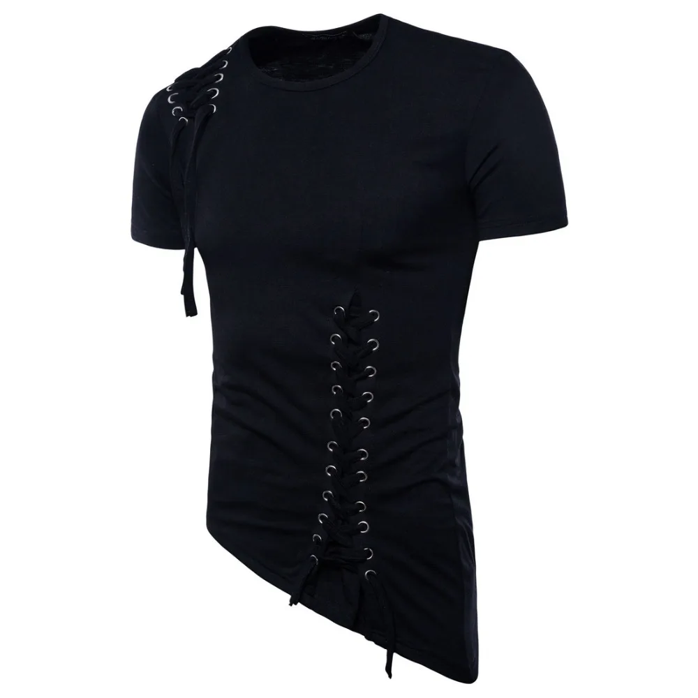 Men Irregular Design Hip Hop Punk T Shirt Tops Lacing Slim Fit Tee Shirts Men Gothic Style Tee Shirts Nightclub Stage Costume
Men Irregular Design Hip Hop Punk T Shirt Tops Lacing Slim Fit Tee Shirts Men Gothic Style Tee Shirts Nightclub Stage Costume