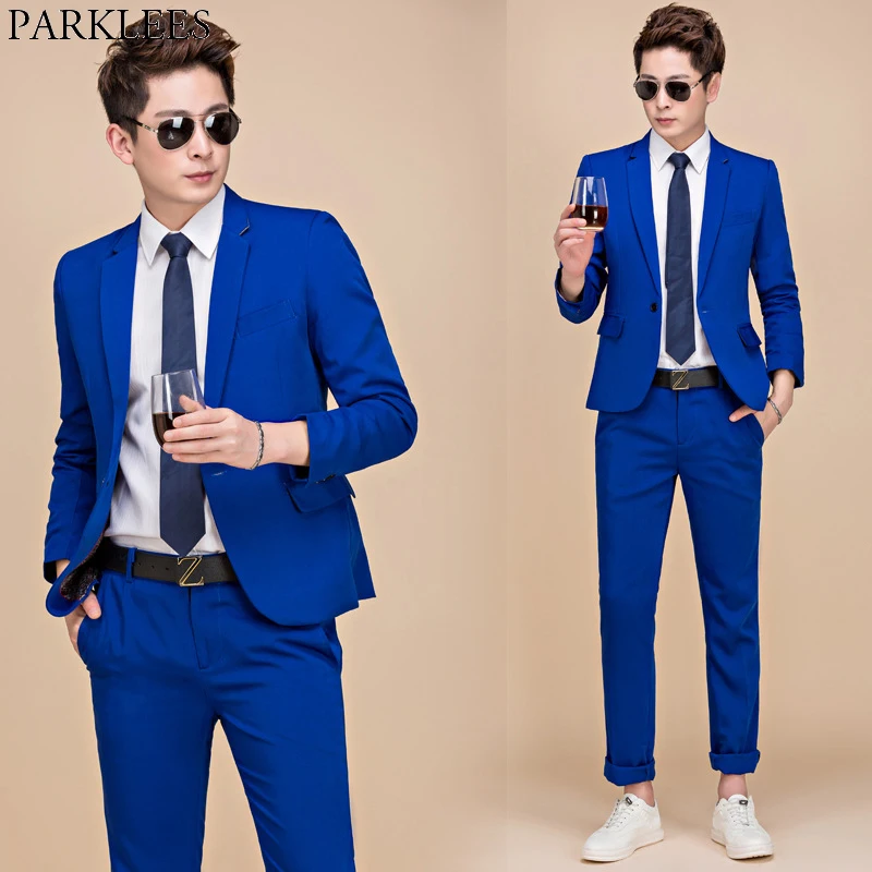 Men's Royal Blue One Button 2 Pieces Suits (Jacket+Pants) 2019 Brand New Wedding Groom Fashion Slim Fit Suit Men Costume Homme
Men's Royal Blue One Button 2 Pieces Suits (Jacket+Pants) 2019 Brand New Wedding Groom Fashion Slim Fit Suit Men Costume Homme
