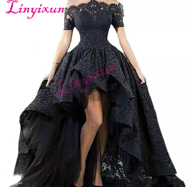 Off Shoulder High Low Prom Dresses Boat Neck Short Sleeve Lace Party Gown Short Front Long Back Evening Dress 218
Off Shoulder High Low Prom Dresses Boat Neck Short Sleeve Lace Party Gown Short Front Long Back Evening Dress 218