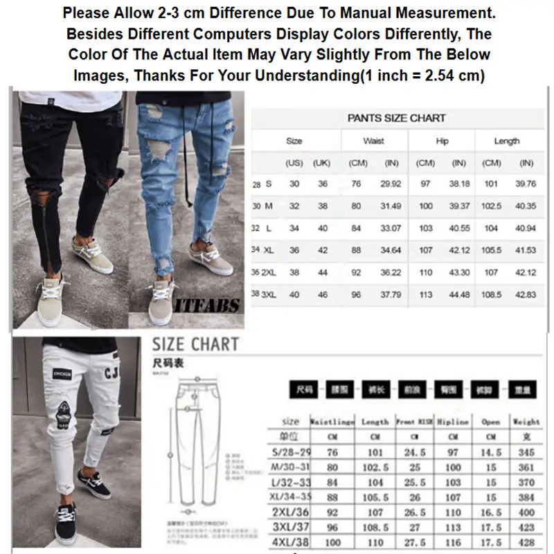 Men's Fashion Vintage Ripped Jeans Super Skinny Slim Fit Zipper Denim Pant Destroyed Frayed Cartoon Gothic Style Pants
Men's Fashion Vintage Ripped Jeans Super Skinny Slim Fit Zipper Denim Pant Destroyed Frayed Cartoon Gothic Style Pants