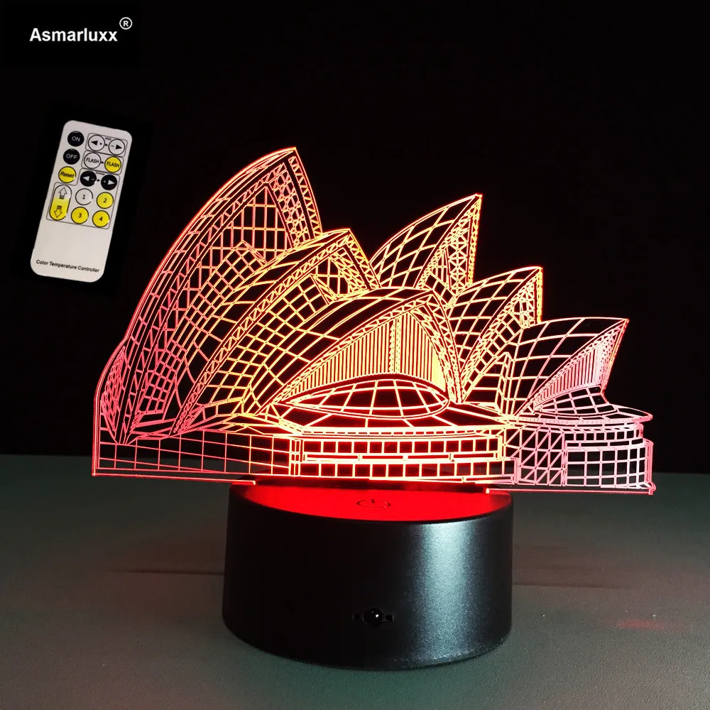 3D лампа визуальный светильник эффект Сидней опера голограмма сенсорный