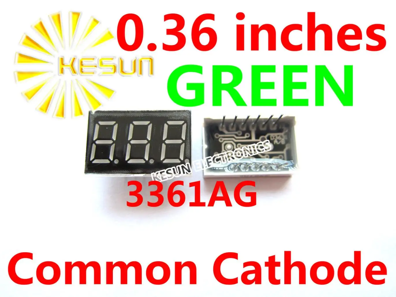5PCS x 0.36 inches Green Common Cathode/Anode 3 Digital Tube 3361BG 3361AG LED Display Module
5PCS x 0.36 inches Green Common Cathode/Anode 3 Digital Tube 3361BG 3361AG LED Display Module