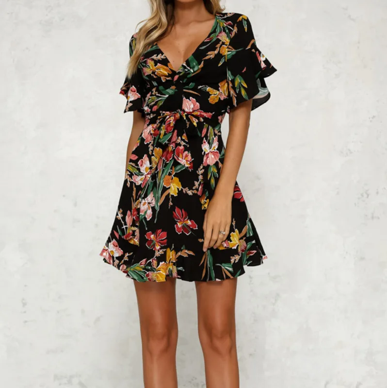 2021 Summer European American Short Sleeved Chiffon Sexy Mini Dress Women Clothes Deep V-neck Party Dresses Female Vestido T01
2021 Summer European American Short Sleeved Chiffon Sexy Mini Dress Women Clothes Deep V-neck Party Dresses Female Vestido T01