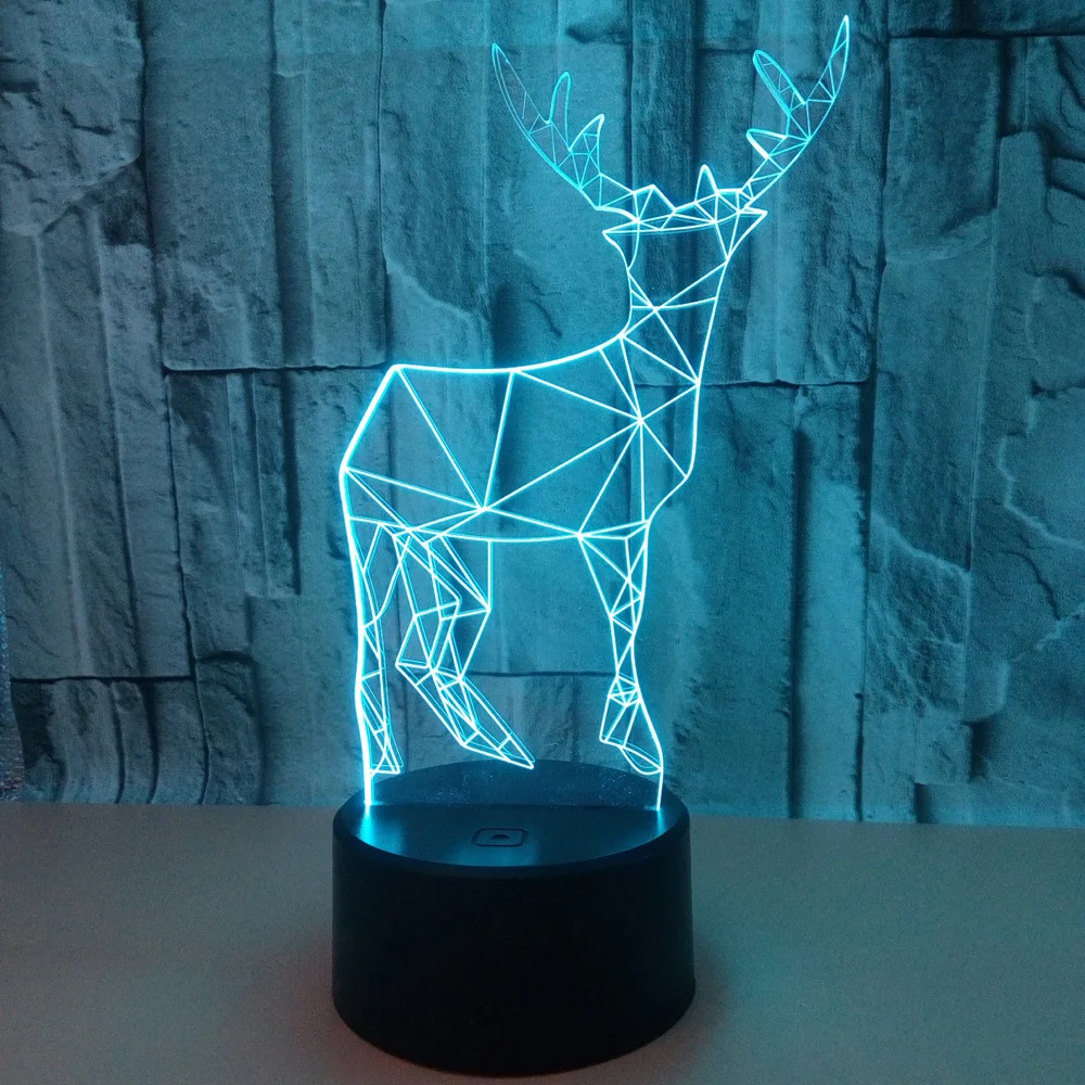 

Deer 3d Lamp Colorful Touch Led Visual Creative Small 3d Table Lamp Gift Atmosphere 7 color change Lighting Table Desk Lamp