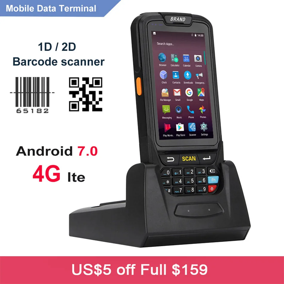 Портативный компьютер Android 7 0 4G POS терминал принтер для передачи данных Wi Fi Bluetooth UHF