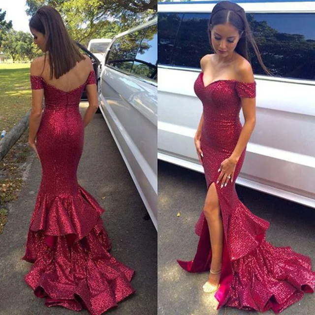 Sexy Red Sequins Mermaid Prom Dresses 2021 gala jurken Off The Shoulder Special Occasion Dress Formal Women Gowns
Sexy Red Sequins Mermaid Prom Dresses 2021 gala jurken Off The Shoulder Special Occasion Dress Formal Women Gowns