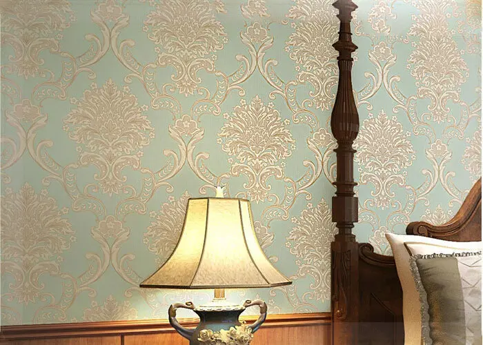 High quality european luxurious glitter metallic damask textured feature wallpaper roll fine decor non-woven wall paper murais 3 |