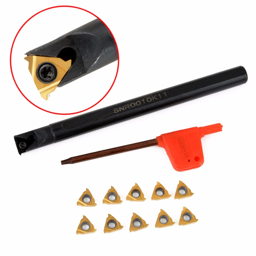 1Pcs SNR0010K11 Lathe Boring Bar Turning Tool Holder +10Pcs 11IR A60 Inserts Blades + 1Pcs Wrench For Processing Machining
1Pcs SNR0010K11 Lathe Boring Bar Turning Tool Holder +10Pcs 11IR A60 Inserts Blades + 1Pcs Wrench For Processing Machining