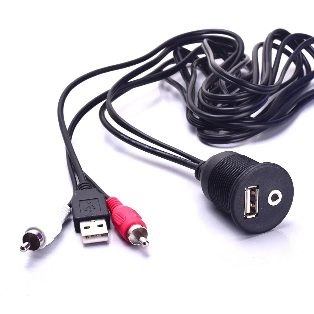 Автомобильный Удлинительный кабель USB и 2RCA Phono для aux3.5 мм комплект с утопленным