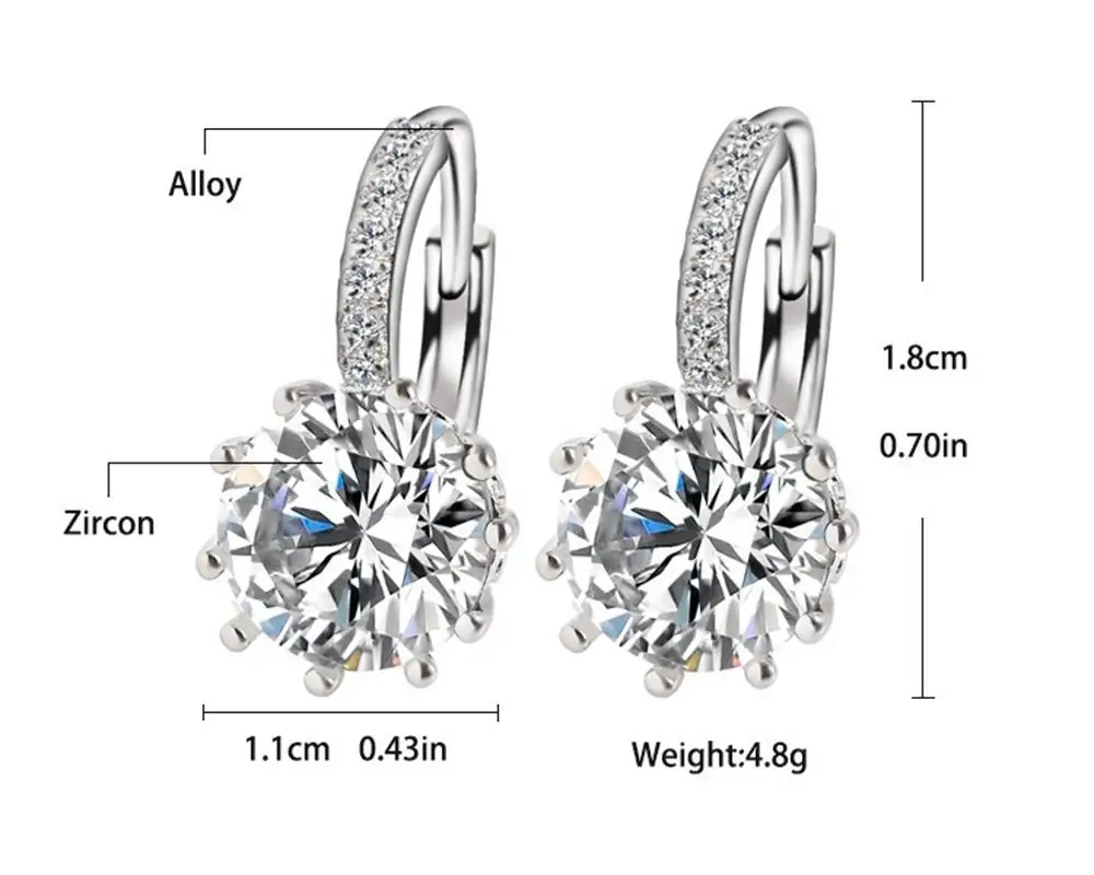 Meajoe Trendy Silver Plated 6 Color Charm Stud Earring Round Cubic Zircon Metal Vintage Earrings Jewelry For Women Friend Gift
Meajoe Trendy Silver Plated 6 Color Charm Stud Earring Round Cubic Zircon Metal Vintage Earrings Jewelry For Women Friend Gift