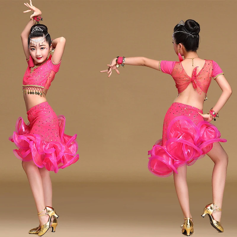 Детский танцевальный костюм для латиноамериканских танцев комплект из юбки и