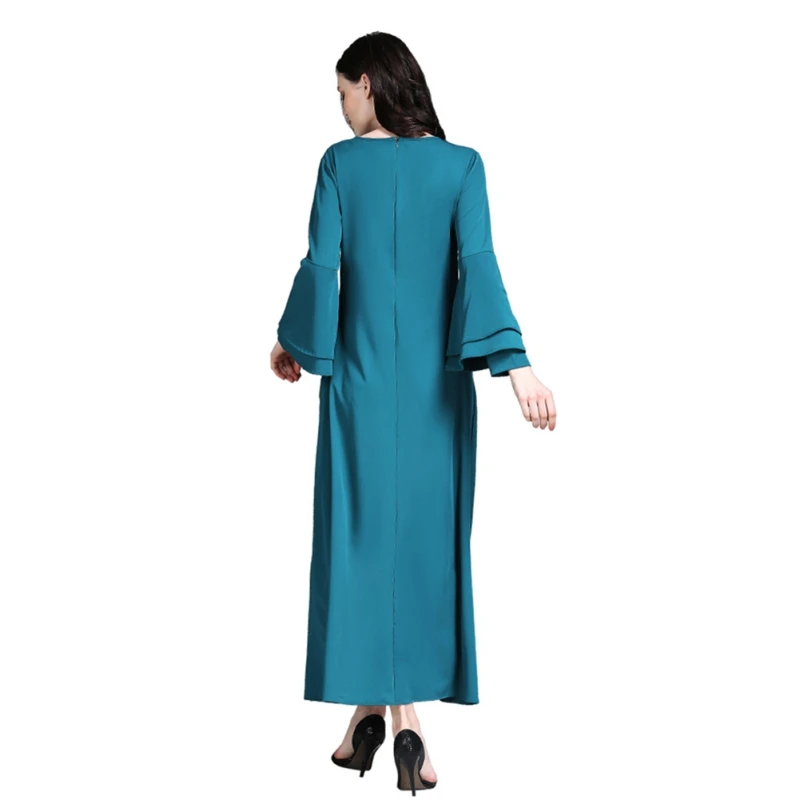 Graceful Floral Embroidery Dress Islamic Female Long Flare Sleeve Muslim Abaya Elegant Moslem Pink / Blue Arab Long Dresses
Graceful Floral Embroidery Dress Islamic Female Long Flare Sleeve Muslim Abaya Elegant Moslem Pink / Blue Arab Long Dresses