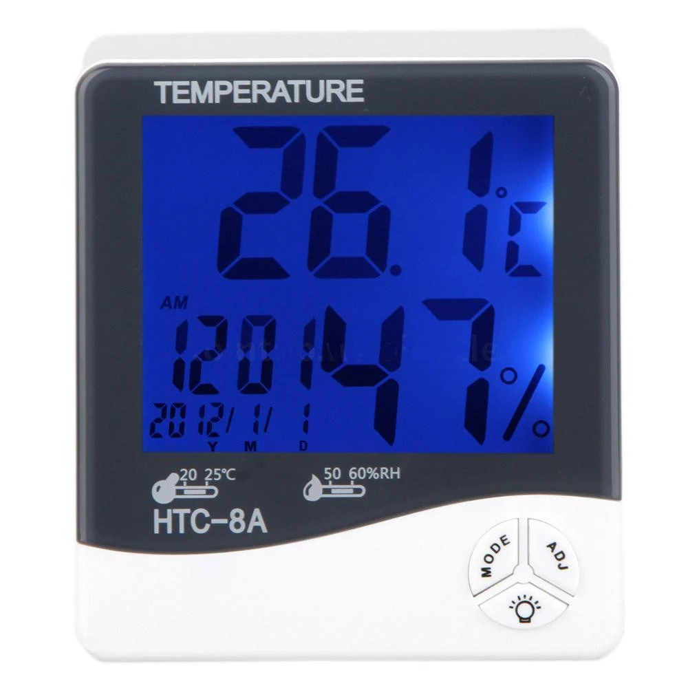 LCD Electronic Digital Thermometer Hygrometer Indoor C/F Temperature Humidity Meter Alarm Clock Date Time Weather Station HTC-8A
LCD Electronic Digital Thermometer Hygrometer Indoor C/F Temperature Humidity Meter Alarm Clock Date Time Weather Station HTC-8A