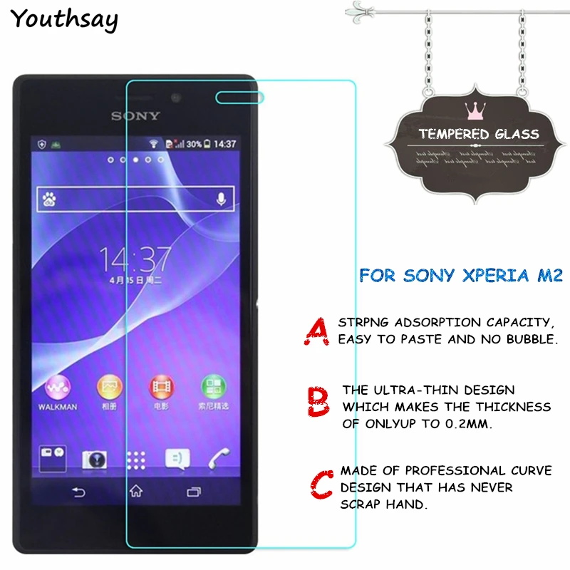 Для Sony Xperia M2 Защитное стекло для экрана закаленное пленка D2302 D2303 D2305 Youthsay |