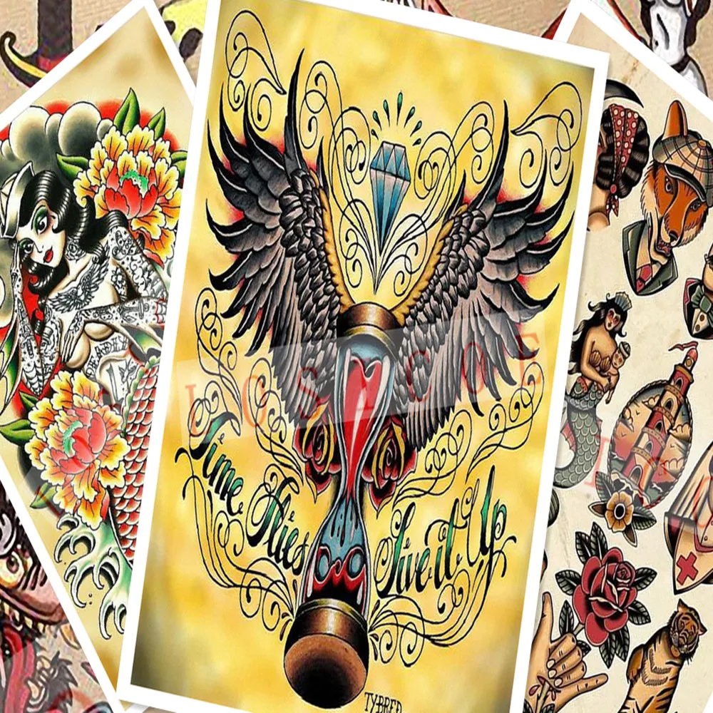Creative Tattoo Pattern Retro Kraft Paper Poster HD Print Art Wall Decals Hanging Painting Mural Wall Sticker House Decoration
Creative Tattoo Pattern Retro Kraft Paper Poster HD Print Art Wall Decals Hanging Painting Mural Wall Sticker House Decoration